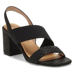 Corso Como Black Strappy Snakeskin Textured Heeled Sandals size 9.5